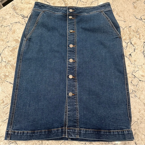 LOFT Midi-Length Denim Skirt, Size 12 - Picture 10 of 10